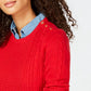 Charter Club Women's Ribbed Patterned Long Sleeve Crew Neck Sweater Red  Size PL