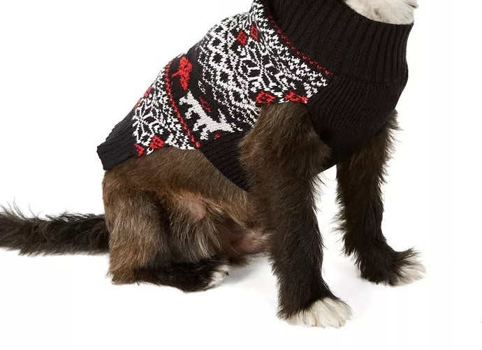 Charter Club Fair-Isle Dog Family Family Sweater Black Size M