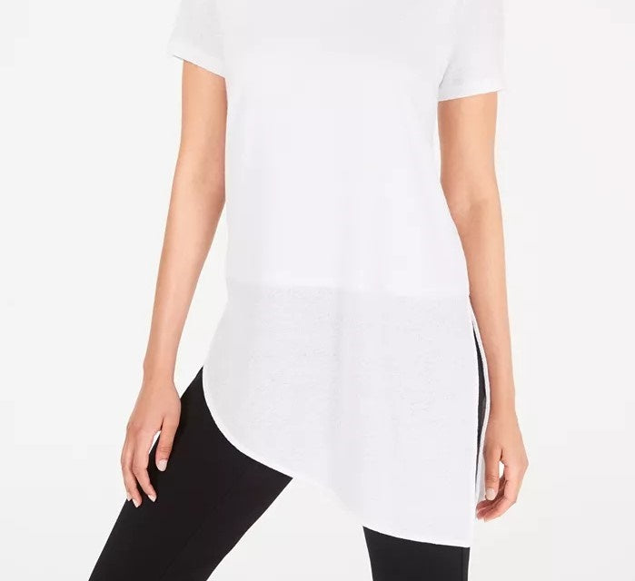 Alfani Women's Petite Vented-Hem Asymmetrical Tunic White Size SM