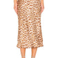 Free People Women's Normani Leopard Print Bias Cut Midi Skirt Brown  Size 6