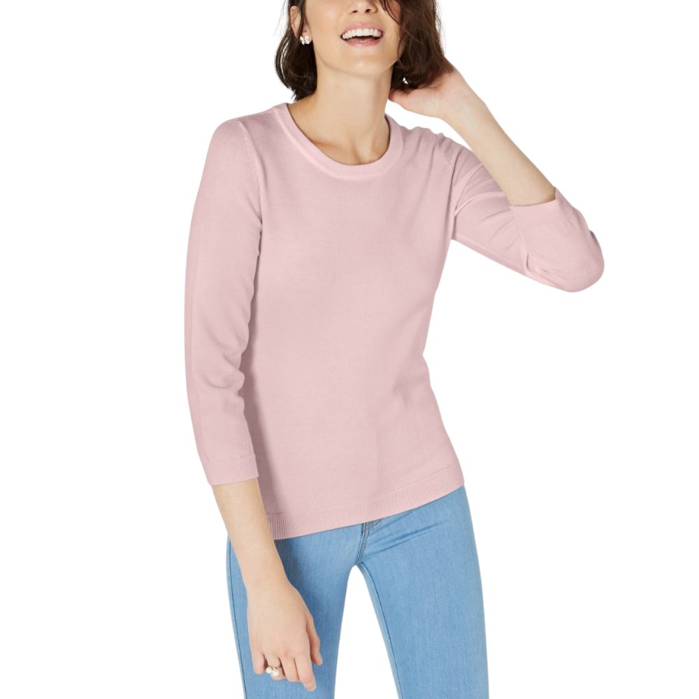 Maison Jules Women's Crewneck 3/4 Sleeve Sweater Pink Size XX-Large