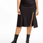 Danielle Bernstein Women's Slitted Solid Below The Knee Trapeze Skirt Black Size X-Small