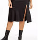 Danielle Bernstein Women's Slitted Solid Below The Knee Trapeze Skirt Black Size X-Small