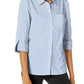 Tommy Hilfiger Women's Cotton Pinstripe Shirt Blue Size Medium