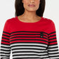 Karen Scott Women's Petite Striped Colorblocked Top Bright Red Size Petite XL