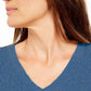 Karen Scott Women's Petite Cotton Ribbed Marled Sweater Blue Size Medium