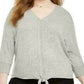 Style & Co Women's  Plus Size Tie-Hem Sweater Gray Size 0X