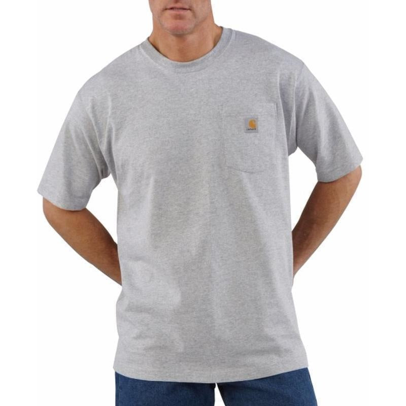 Men's T-Shirt Heather Large Crewneck Chest Pocket Tee Grey Size Large