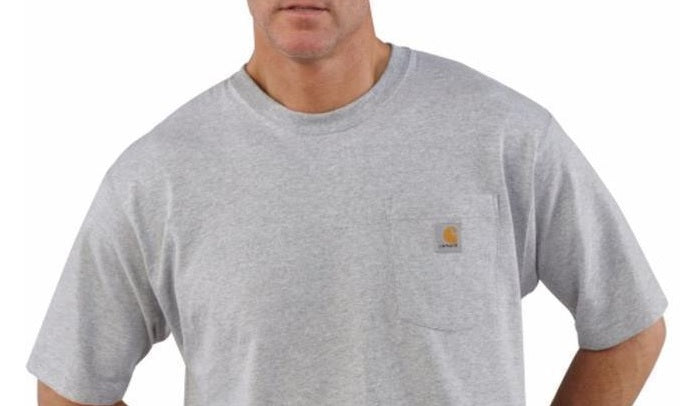 Men's T-Shirt Heather Large Crewneck Chest Pocket Tee Grey Size Large