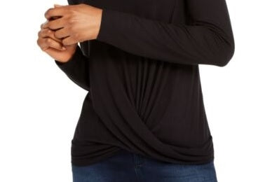 INC International Concepts Women's Twisted Top Black Size Large