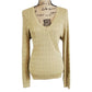 Charter Club Women's Metallic Crewneck Cable-Knit Sweater Gold Size Large