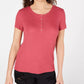 Pink Rose Juniors' Thermal Henley Top Red Size Small