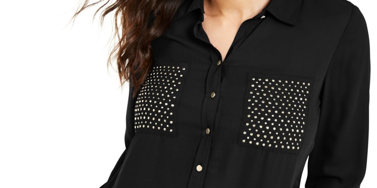 Thalia Sodi Women's Studded Shirt Black Size Medium