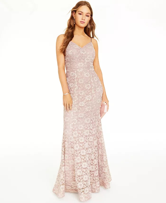 BCX Juniors' Glitter & Lace Gown Brown Size 5