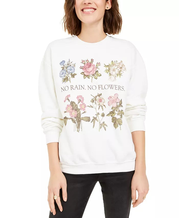 True Vintage Women's Flower Graphic Sweatshirt White Size Small