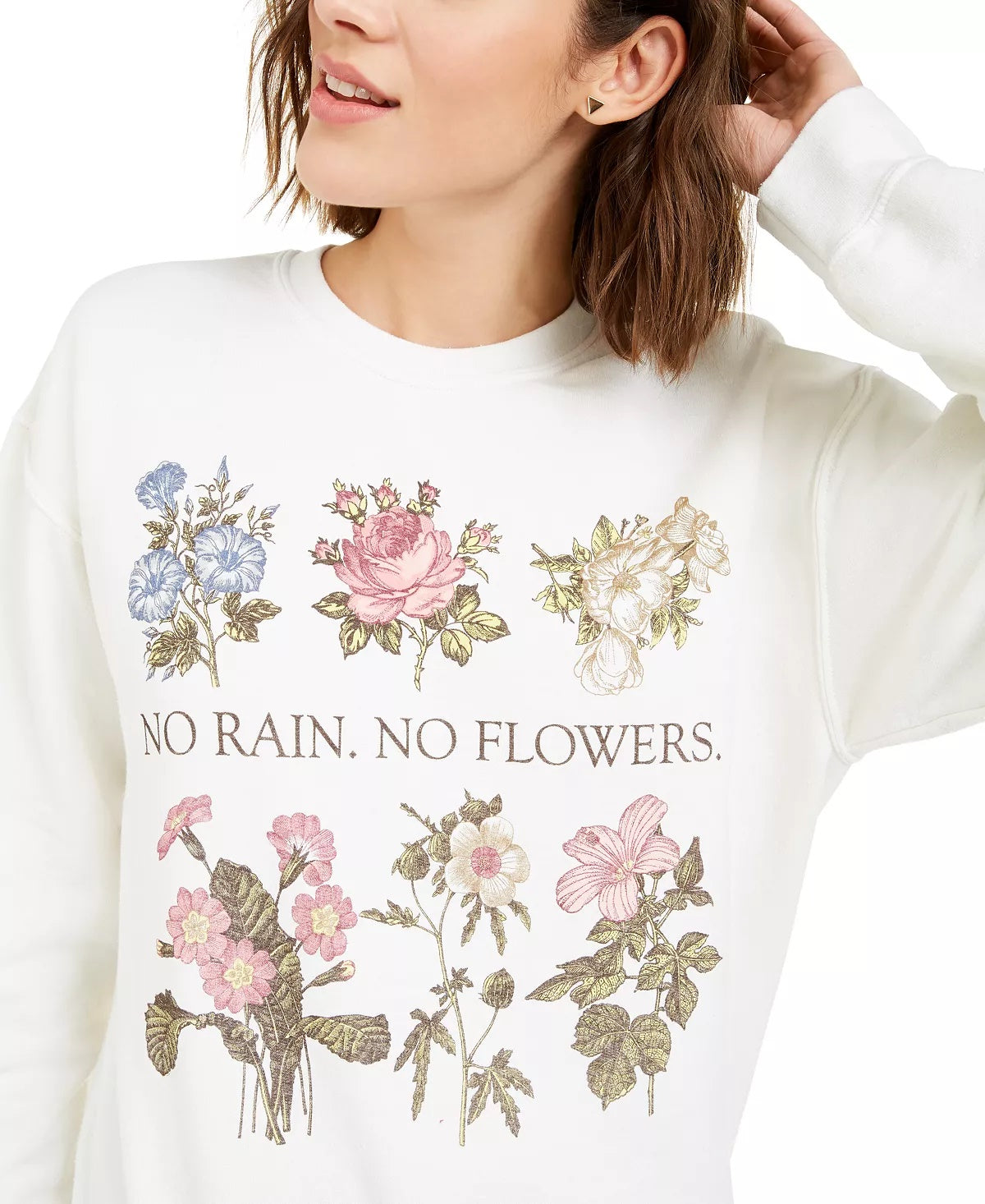 True Vintage Women's Flower Graphic Sweatshirt White Size Small