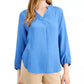 Alfani Women's Bishop-Sleeve Tie-Back Top Blue Size Large