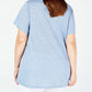 Style & CoWomen's Graphic T-Shirt Blue Size -1X