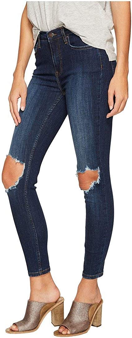 Free People Women's High Waist Ankle Skinny Jeans Blue Blue Size 28