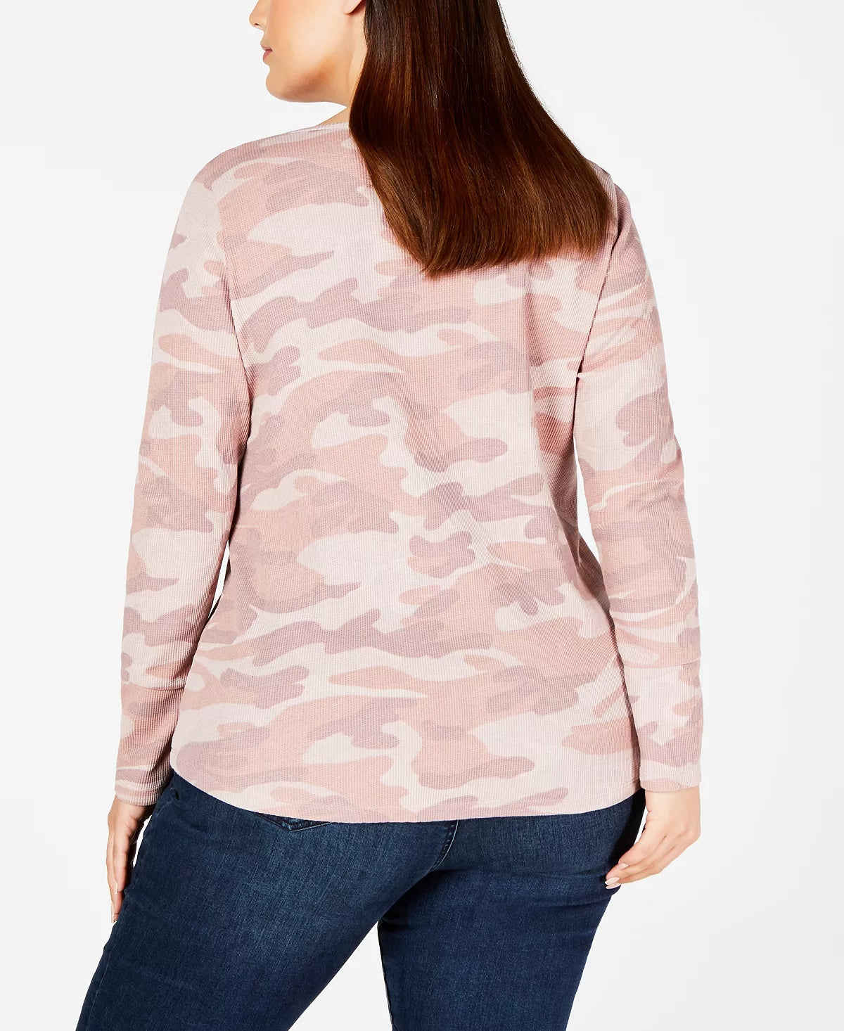 Style & Co Women's Printed Thermal Top Pink Size 0X