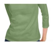 Maison Jules Women's 3/4-Sleeve Solid T-Shirt Green Size XX-Large