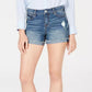 Vanilla Star Juniors' Mid-Rise Cuffed Jean Short Blue Size 11