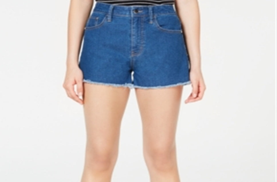 Tinseltown Women's High Rise High Waist Denim Shorts Blue Size 13