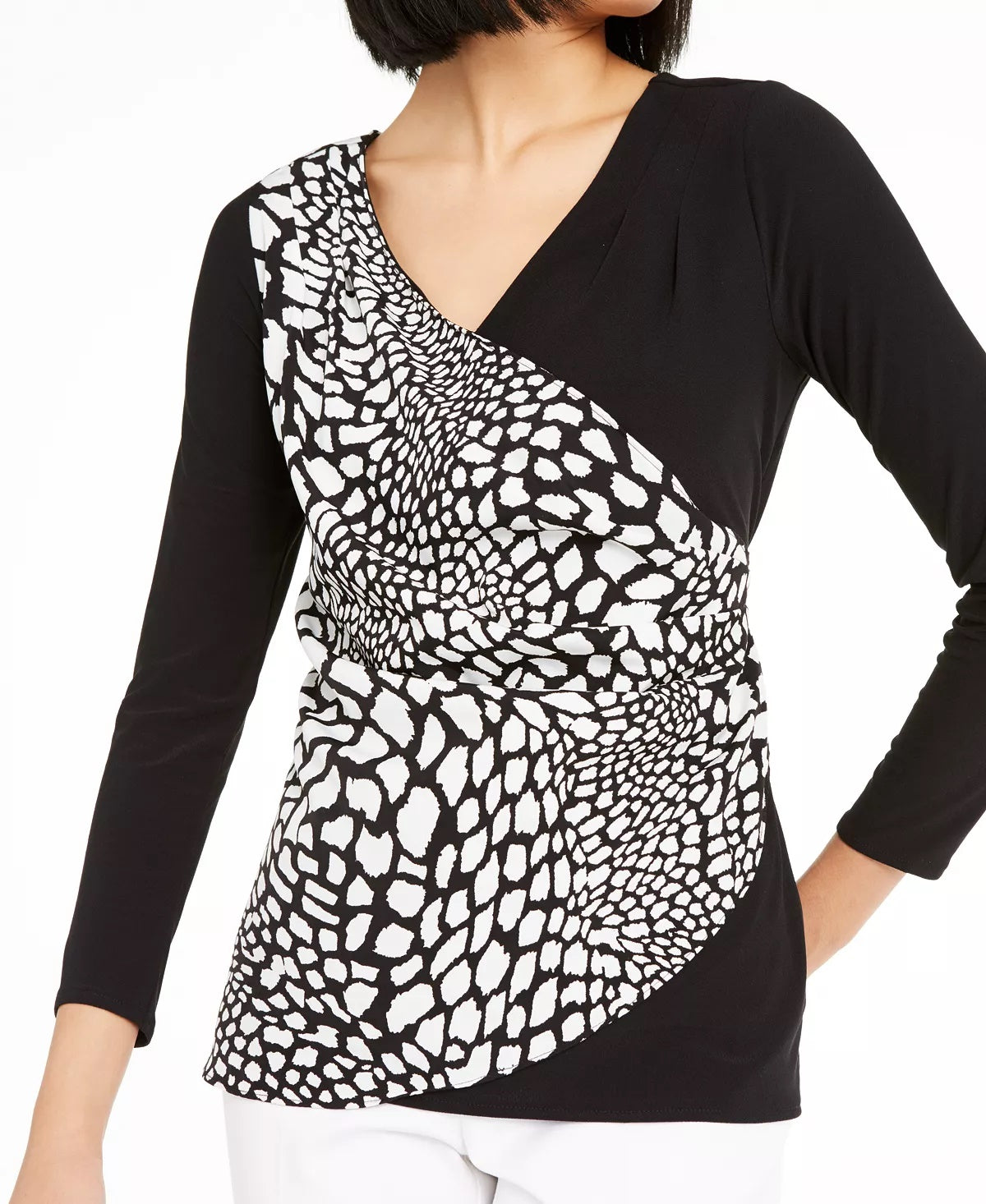 Alfani Women's Faux-Wrap Top Black Size Medium
