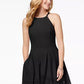 Vince Camuto Women's Laser-Cut Fit & Flare Dress Black Size 16