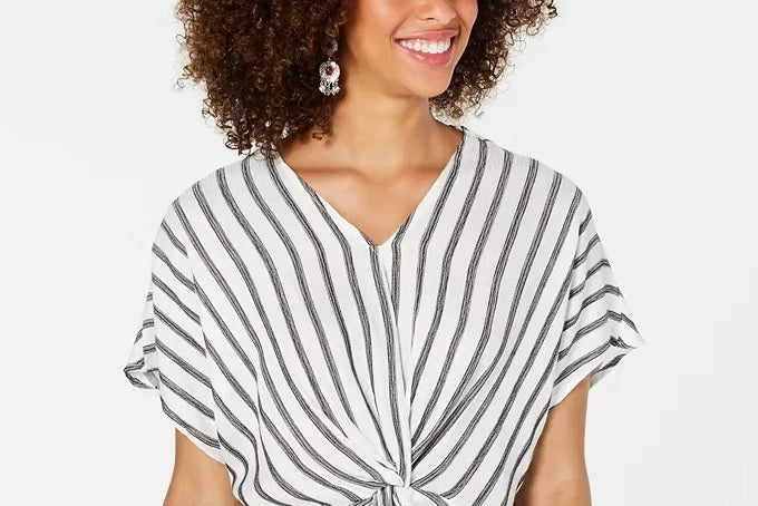 Style & Co Women's Twist-Front Top Black Size Medium
