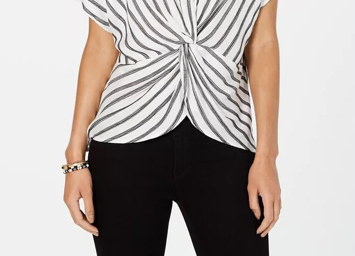 Style & Co Women's Twist-Front Top Black Size Medium