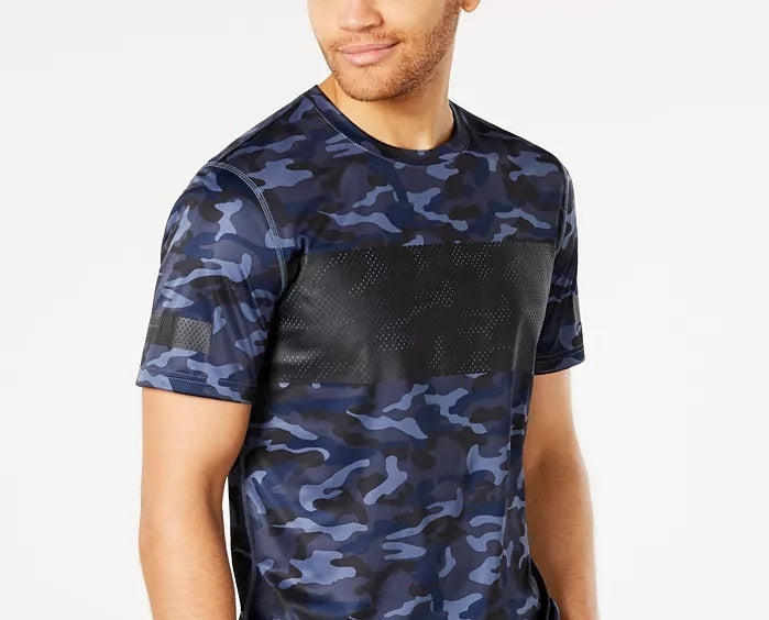 Id Ideology Men's Camo-Print T-Shirt Blue Size Small