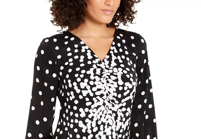 Alfani Women's Ruched Tie-Sleeve Top Black Size XX-Large
