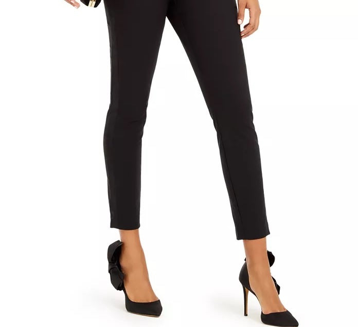 INC International Concepts Women's Petite Bow-Waistband Skinny Pants Black Size 0 Petite