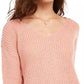 Ultra Flirt Juniors' Lace-Up Back Sweater Orange  X-Large