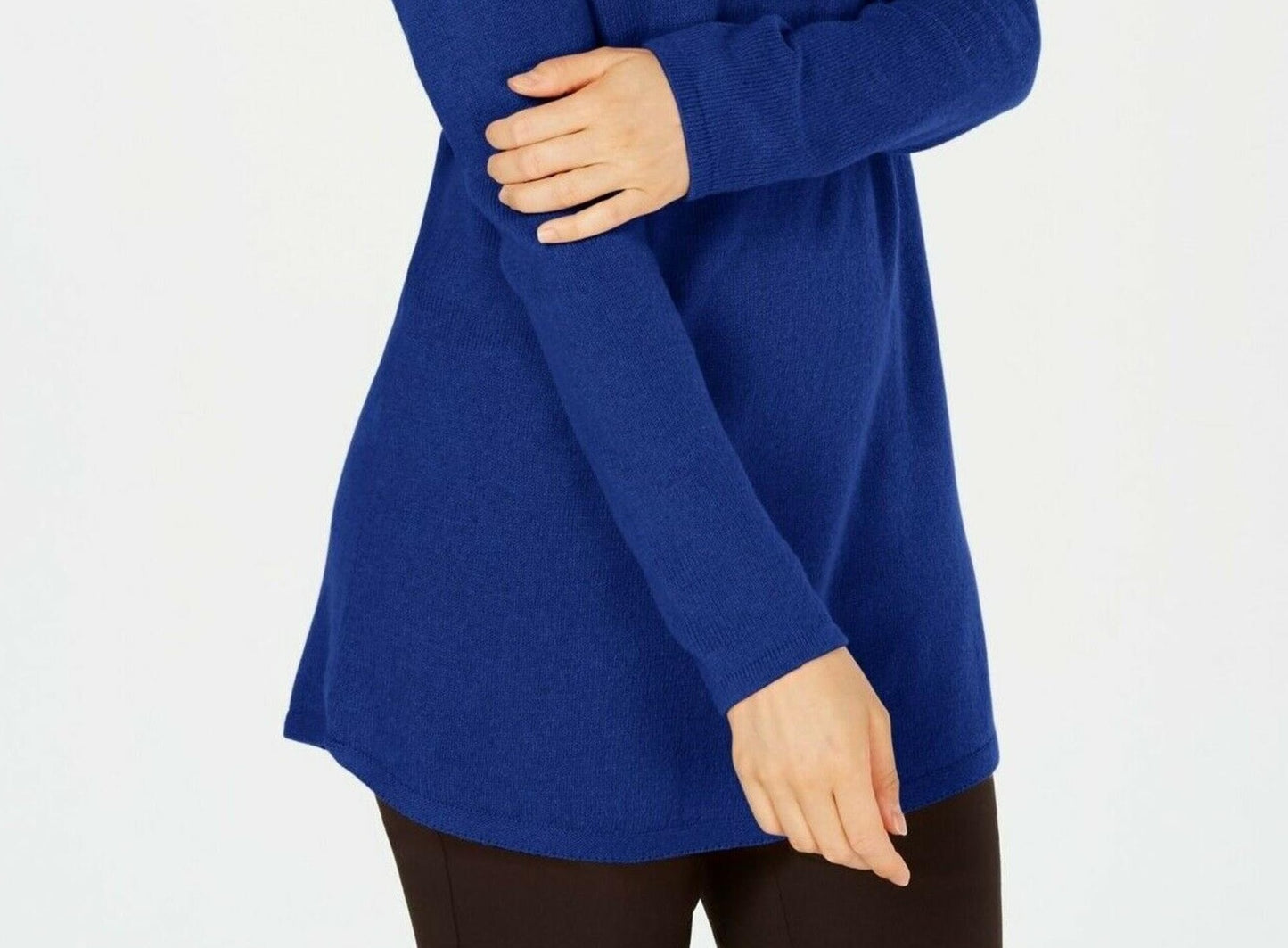 Karen Scott Women's Solid Curved-Hem Tunic Blue Size X-Small