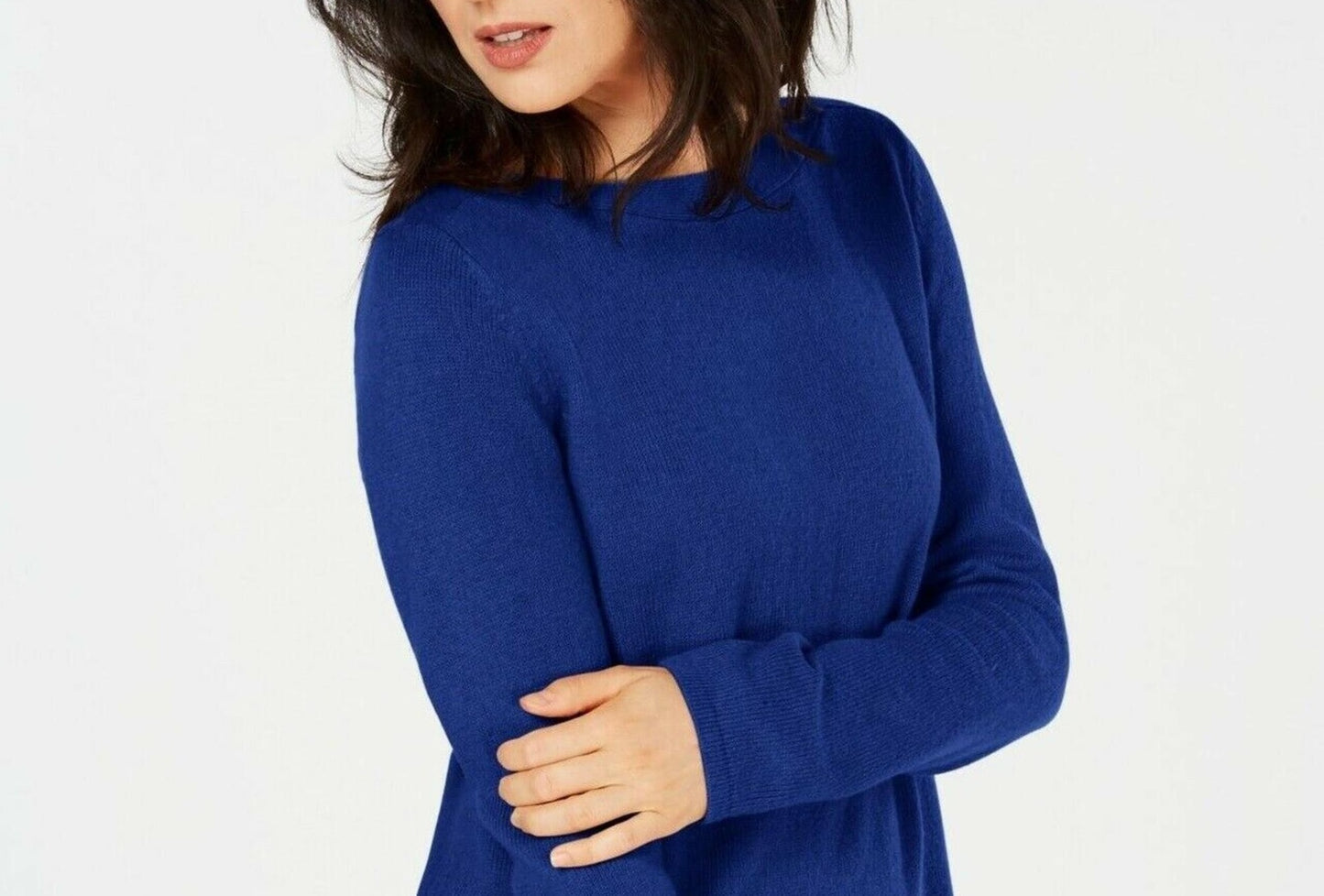 Karen Scott Women's Solid Curved-Hem Tunic Blue Size X-Small