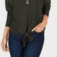 Style & Co Women's Tie-Front Sweater Grey Size Small