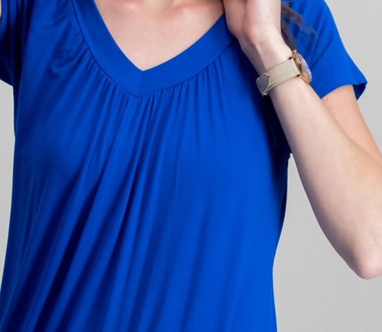 JM Collection Women's Blouson T-Shirt Blue  Size X-Small