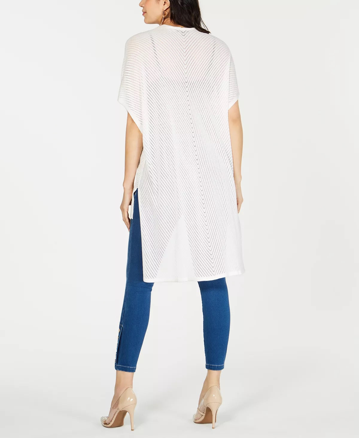 Thalia Sodi Women's High-Low Pointelle-Knit Cardigan White Size Large