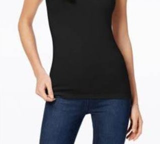 Maison Jules Women's Scoop-Neck Tank Black Size X-Small