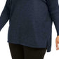 Style & Co Women's Seam-Front Tunic Sweater Dark Blue Size Medium