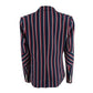 Tommy Hilfiger Women's Striped Double-Breasted Blazer Red Size 14