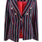 Tommy Hilfiger Women's Striped Double-Breasted Blazer Red Size 14
