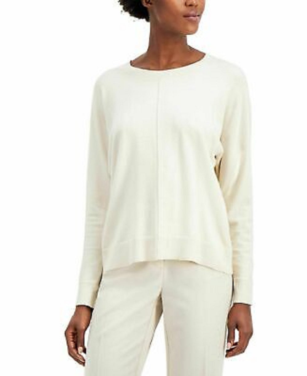 Alfani Women's Sweater Pullover Center Seam White Size Medium