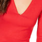 INC International Concepts Women's Solid Long Sleeve V Neck Blouse Top Red Size X-Large