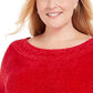 Karen Scott Women's Plus Boat-Neck Chenille Sweater Red Size 0X