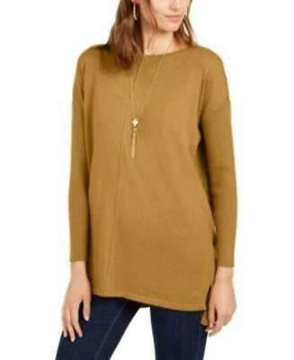 Style & Co Women's Petite Seam-Front Tunic Sweater Mustard  Size PXL