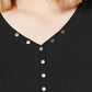 Hippie Rose Women's Juniors' Ribbed Hi-Low Henley Top Black Size Small