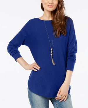 INC International Concepts Women's Shirttail Sweater Blue Size X-Large